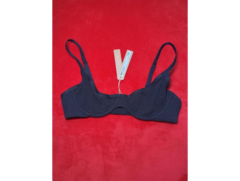 Skims Cotton Logo Underwire Demi Bra Color Soot Size 34A